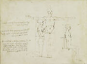 Recto: The proportions of a standing, kneeling and sitting man. Verso: Notes on human proportion