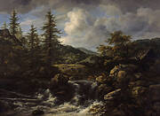 Wooded Landscape with Waterfall