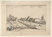 Fields with a Village Road with Post Mill, from the series The Small Landscapes (Multifariarum Casularum)