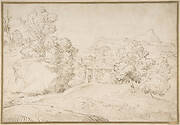 Landscape with a Pedimented Temple and Two Figures