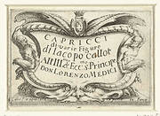 Titelprent voor prentserie 'Diverse figuren en voorstellingen' / 'Capricci di varie Figure di Jacopo Callot'