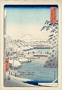 Riverbank at Sukiya in Edo (Tōto Sukiya-gashi), from the series Thirty-six Views of Mount Fuji (Fuji sanjūrokkei)