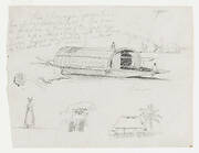 Sketches from Colombia: River Craft (Champan), a Woman, Group of Trees, a House