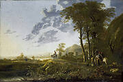 An Evening Landscape with Figures an Sheep