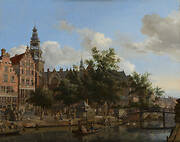 View of Oudezijds Voorburgwal with the Oude Kerk in Amsterdam