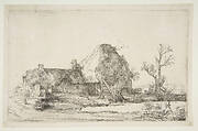 Cottages and Farm Buildings with a Man Sketching