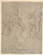 Five Nude Infants in Various Poses