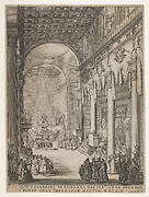 Catafalque of the Emperor Mathias with performance of funeral inside the Church of San Lorenzo, Florence