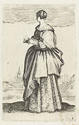 Franse edelvrouw met vouwwaaier, gekleed volgens de mode van ca. 1630