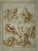 Sheet of Studies of St. Jerome (recto); Studies of Jael and Sisera and Other Figures (verso)