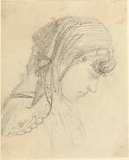 Head of a Woman in a Scarf, Looking Down