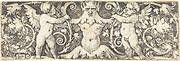 Ornament with Male Half Figure Between Two Genii