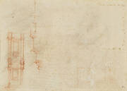 Recto: Studies of water, and a seated old man. Verso: Architectural studies