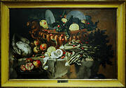 Still life with vegetable, fruit and game