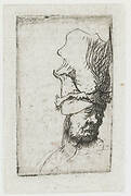 Head of a man in a high cap