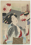 Looking perceptive: the appearance of a Kyoto waitress in the Meiji era, from the series Thirty-two Aspects of Customs and Manners