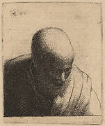 Bald Man with Open Mouth, Looking Down