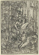 Hunter on Horseback Hunting a Wild Boar