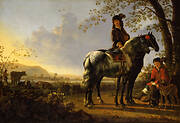 Resting horseman in  a landscape