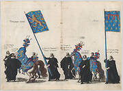 Plate 64: The magistrates of the city of Brussels marching in the funeral procession of Archduke Albert of Austria; from 'Pompa Funebris ... Alberti Pii'