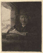 Self-Portrait Drawing at a Window