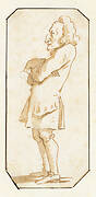 Caricature of a Man with His Arms Folded, Standing in Profile to the Left