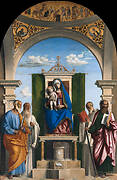 Enthroned Madonna with Child and SS Peter, Romualdus, Benedict and Paul