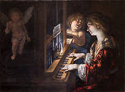 Saint Cecilia playing the organ