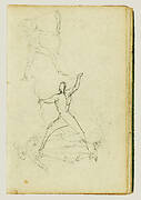 Three studies of a nude man with bow and arrow, standing cavalier