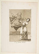 Plate 74 from 'Los Caprichos': Don't scream, stupid (No grites, tonta)