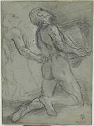 Two Studies of Kneeling Nude Male Figure (for “Madonna of the Rosary”, Senigallia, Pinacoteca Diocesana)