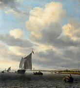 Seascape with Sailing Boat on the Left