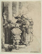 The Blind Hurdy-Gurdy Player and Family Receiving Alms