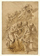 Holy Family with Saint Anne (recto); Figure Sketches (verso)