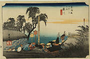 Scene around the Relay Station Marker, Fujikawa, from the series the Fifty-three Stations of the Tokaido (Hoeido edition)