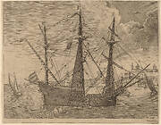 Armed Three-Master Anchored near a City