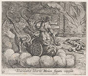 Plate 67: Medea Destroying Jason's Family and Home (Trucidatis liberis Medea fugam capeßit), from Ovid's 'Metamorphoses'