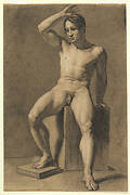 Seated Male Nude; verso, Male Nude Walking