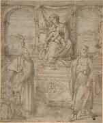 Madonna and Child Enthroned with Saint Basil the Great and Saint John the Baptist and Donor