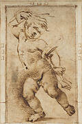 Dancing Putto Holding a Drapery