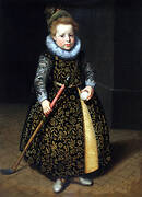 Portrait of a four-year old boy with a club and ball