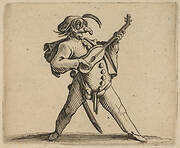 Le Comédien Masqué Jouant de la Guitare (The Masked Comedian Playing the Guitar), from Varie Figure Gobbi, suite appelée aussi Les Bossus, Les Pygmées, Les Nains Grotesques (Various Hunchbacked Figures, The Hunchbacks, The Pygmes, The Grotesque Dwarfs)