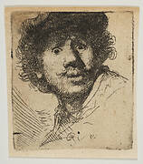 Rembrandt in a Cap, Open Mouthed and Staring: Bust in Outline (copy)