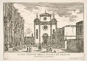 Plate 38: View of the facade of the church of St. Roch and at left the facade of the School of St. Roch, Venice, 1703, from "The buildings and views of Venice" (Le fabriche e vedute di Venezia)