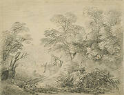 Wooded Landscape with Donkey and Figures