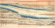 Toto meisho Sumidagawa zenzu settchukei|東都名所　隅田川全図雪中景|Celebrated Places in the Eastern Capital: Panoramic View of the Sumida River in Snow