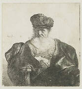 Old man with beard, fur cap, and velvet cloak