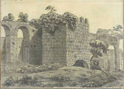 Roman Ruins Including an Arched Aqueduct and Tower (Smaller Italian Sketchbook, leaf 2 recto)