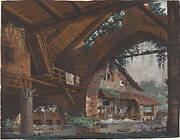 Architectural Fantasy of Antique Ruins with a Watermill