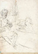 A Sketch of a Man Writing a Letter